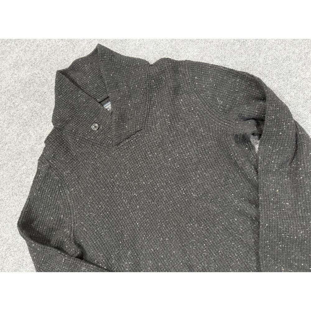 Abercrombie & Fitch Sweater Mens Medium Gray Shawl Collar Speckled Pullover